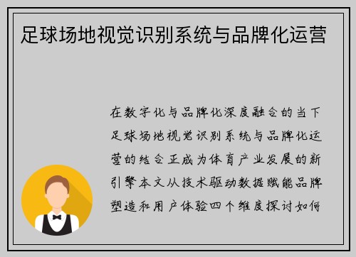 足球场地视觉识别系统与品牌化运营