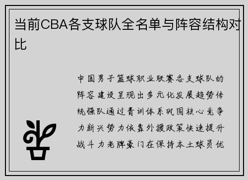 当前CBA各支球队全名单与阵容结构对比
